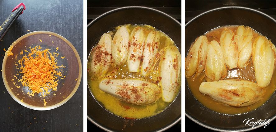 Preparation of endives with orange and spices