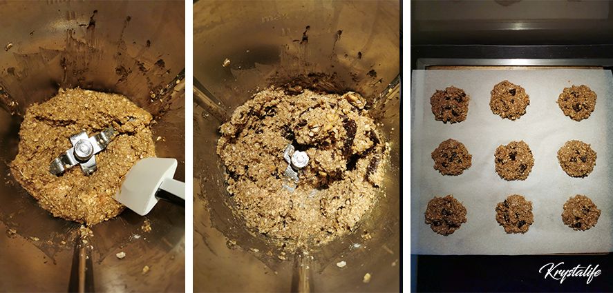 Soft cookies - banana oatmeal preparation with optional add-ins chocolate chips and walnuts