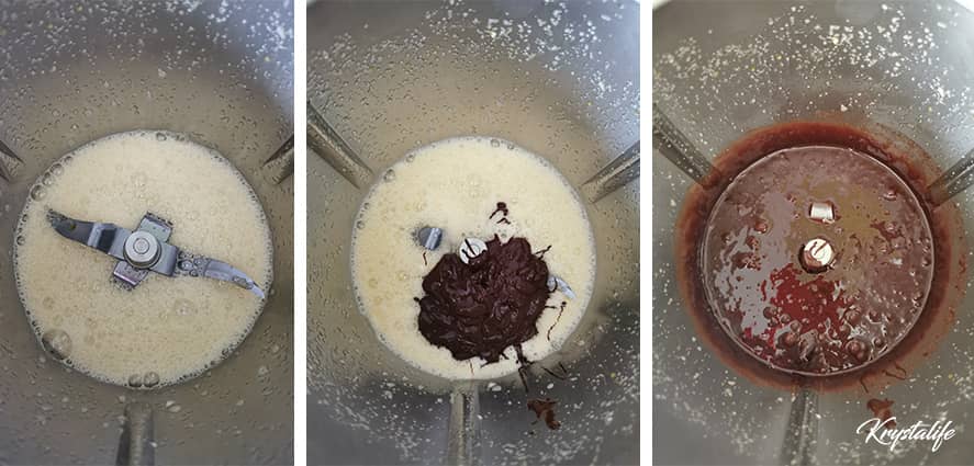 Préparation du gâteau chocolat courgette