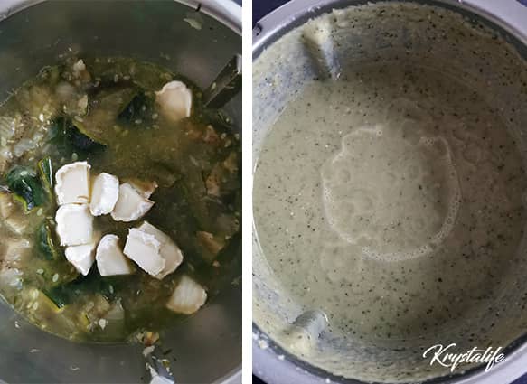 Velouté chèvre courgette après cuisson