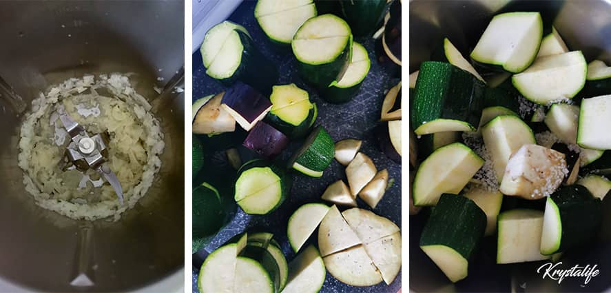 Préparation du velouté de chèvre et courgette