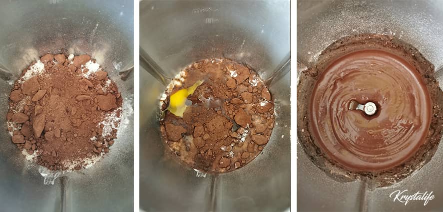chocolate and Nocciolata muffin preparation