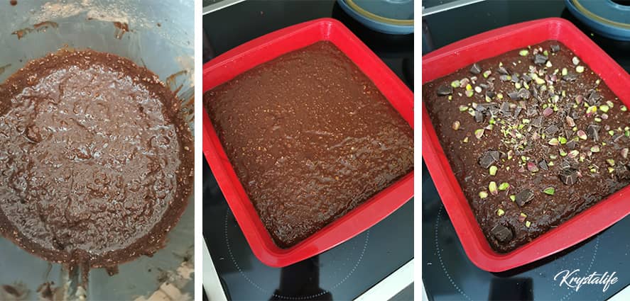 Préparation du brownie aux flocons d'avoine healthy