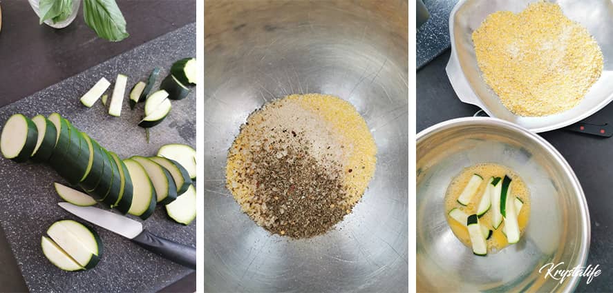 Préparation des frites de courgettes au airfryer